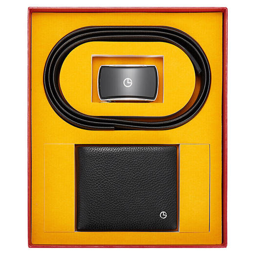 金利来（Goldlion)男士钱包皮带礼盒套装 牛皮自动扣皮带 横款钱包 LHC011 黑 商品图2