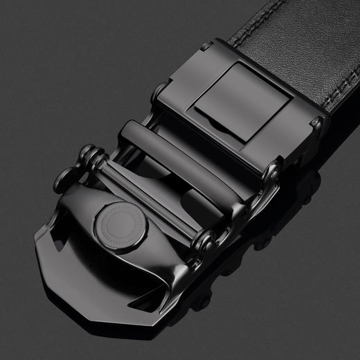 美洲野牛男士皮带自动扣牛皮商务腰带休闲裤带N71287-2B黑色 商品图3