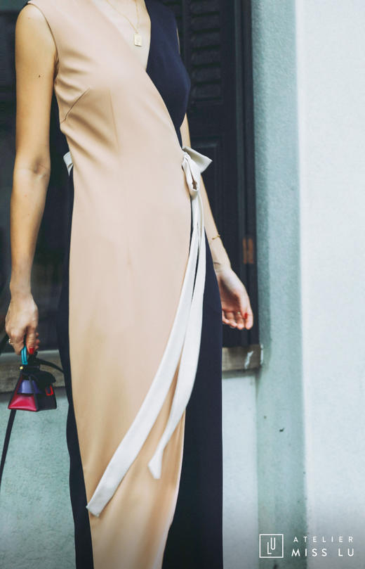 AtelierMissLu / Melissa-三色拼接侧带连身裤 商品图7