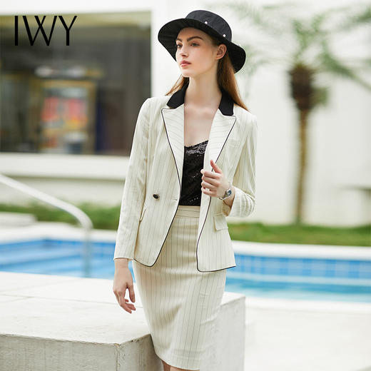 IWY/白色条纹西装套裙日常通勤职业休闲装CS616 商品图4