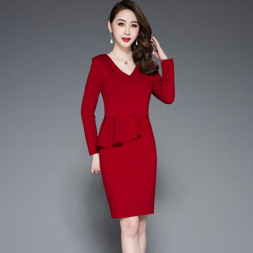 TQ-9803秋冬新款气质高端罗马棉遮肚显瘦连衣裙 商品图0