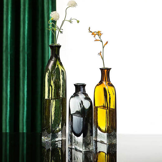 碧轩美式彩色透明花瓶水培玻璃插花器客厅桌面干花创意田园花瓶摆件 商品图1