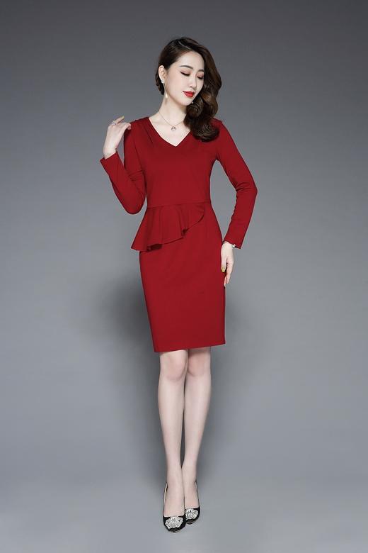 TQ-9803秋冬新款气质高端罗马棉遮肚显瘦连衣裙 商品图4