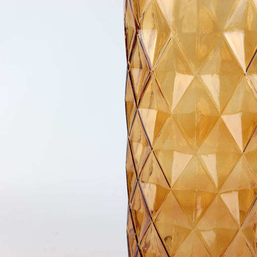 比利时进口柱状橙色立体菱形玻璃花瓶