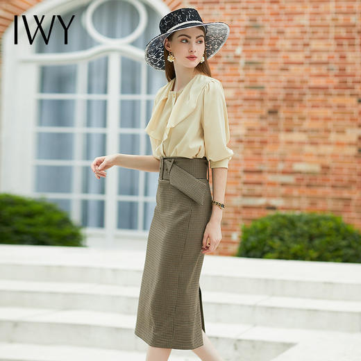 【售罄下架】IWY/杏色衬衫套裙时尚套装气质女装时尚通勤套裙B201+S621 商品图5