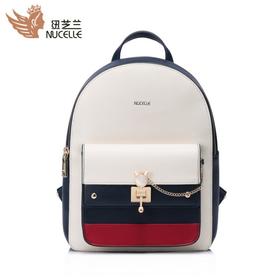 【一般贸易】【授权商品】纽芝兰（NUCELLE）韩版新款双肩女包 米白配深蓝配大红327