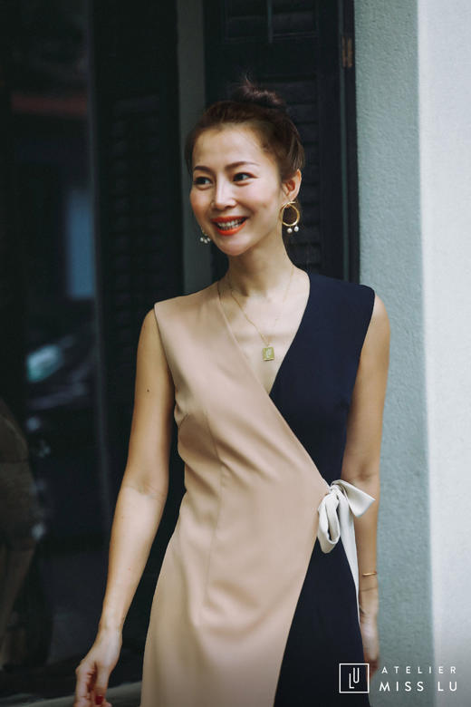 AtelierMissLu / Melissa-三色拼接侧带连身裤 商品图1