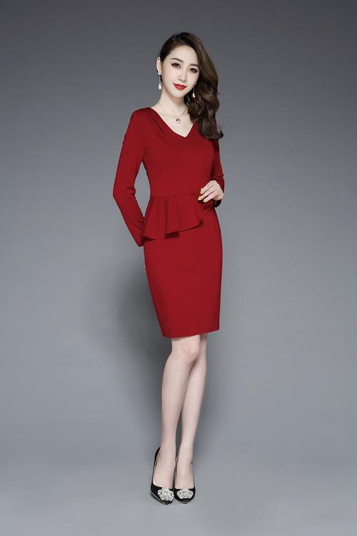 TQ-9803秋冬新款气质高端罗马棉遮肚显瘦连衣裙 商品图2