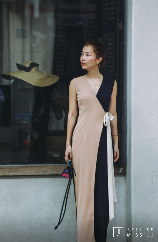 AtelierMissLu / Melissa-三色拼接侧带连身裤 商品图2