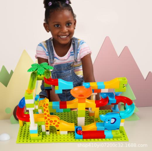【儿童玩具】- 兔妈妈143大颗粒积木益智玩具拼接积木儿童玩具1-3岁塑料滑道积木 商品图0