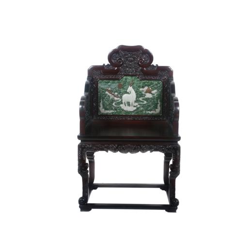 十二生肖红木镶玉太师椅 商品图3