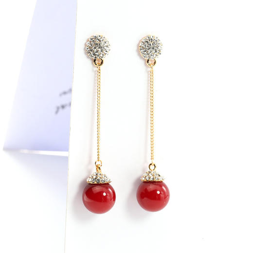 PP-H118韩国版气质长款吊坠无耳洞仿珍珠耳夹 商品图1