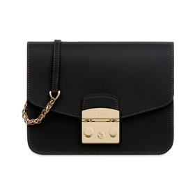 【香港直邮】Furla 芙拉 女士黑色皮革单肩包 941945