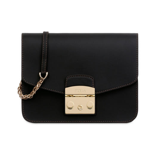 【香港直邮】Furla 芙拉 女士黑色皮革单肩包 941945 商品图0