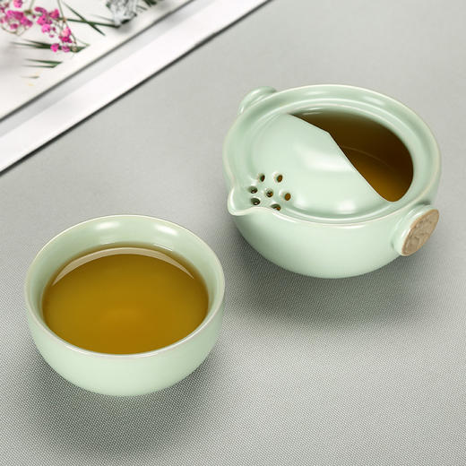 金镶玉 茶具茶壶茶杯 功夫旅行茶具套装泡茶壶 快客杯飘逸杯盖碗汝窑 祥龙快客杯 商品图3