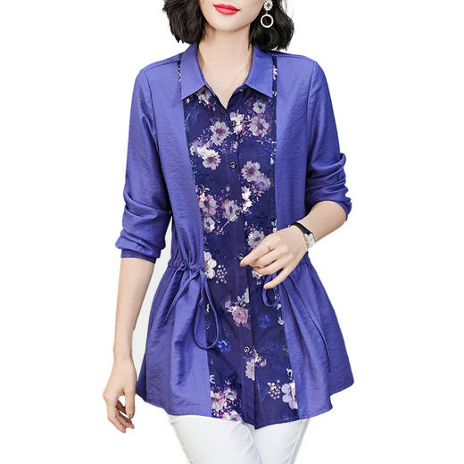 SMJR-2196360新款气质长袖衬衣上衣中年蕾丝拼接衬衫 商品图4