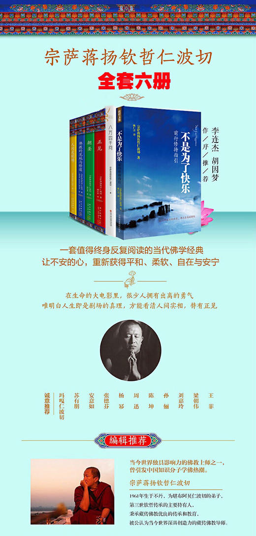 正版 宗萨蒋扬钦哲仁波切文集 正见/佛教的见地与修道/朝圣/不是为了快乐/人间是剧场/八万四千问(平) 钦哲文集 6册 商品图3