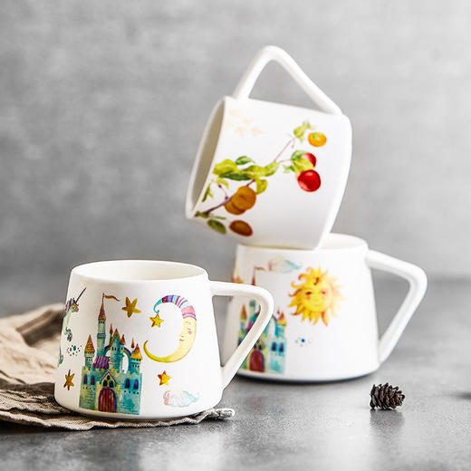 佳佰 陶瓷水杯马克杯咖啡杯茶杯早餐麦片杯牛奶杯 城堡太阳【一千个以上接受定制】 商品图0