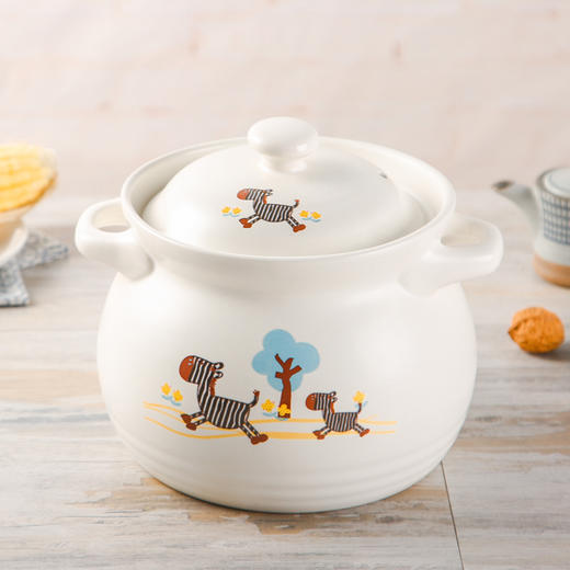 【会员价：71.05】泥火匠 汤煲 陶瓷 小斑马如意汤煲 3500ml 釉中彩耐热砂锅 汤锅炖锅 商品图0