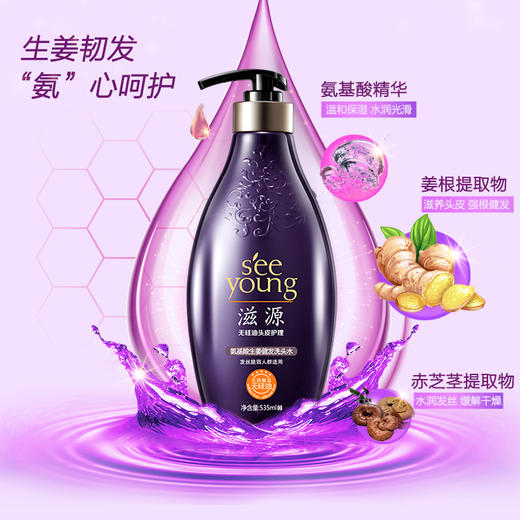 滋源洗发水套装 氨基酸生姜健发洗发3件套 洗535ml+旅行装60ml*2（无硅油 男女士 发丝脆弱人群适用） 商品图2