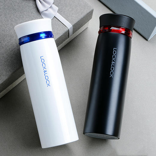 乐扣乐扣(LOCK&LOCK) 保温杯轻量杯 菲特旋盖情侣杯商务杯 白红黑蓝450ml*2 LHC4131S602 商品图2