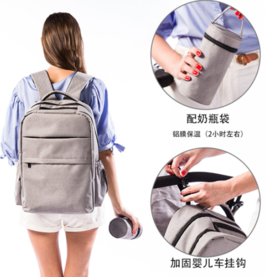 【母婴用品】*时尚欧美风妈咪包 多功能大容量双肩妈妈包休闲母婴妈咪背包