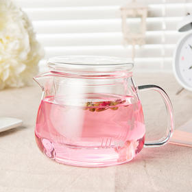 物生物（RELEA）小花壶 500ML男女士茶水分离杯子双层办公泡茶玻璃杯非保温杯高硼硅材质耐高温可加热水杯