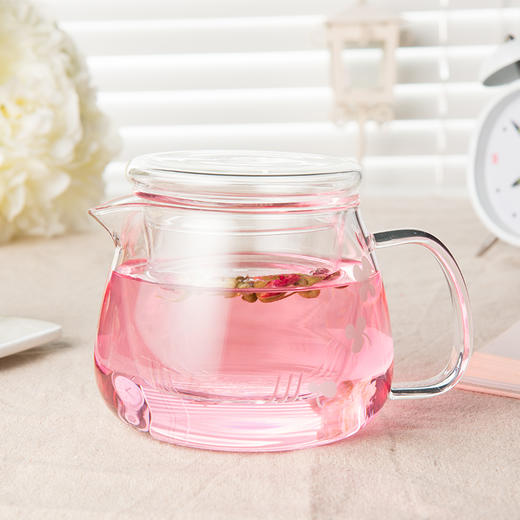 物生物（RELEA）小花壶 500ML男女士茶水分离杯子双层办公泡茶玻璃杯非保温杯高硼硅材质耐高温可加热水杯 商品图0
