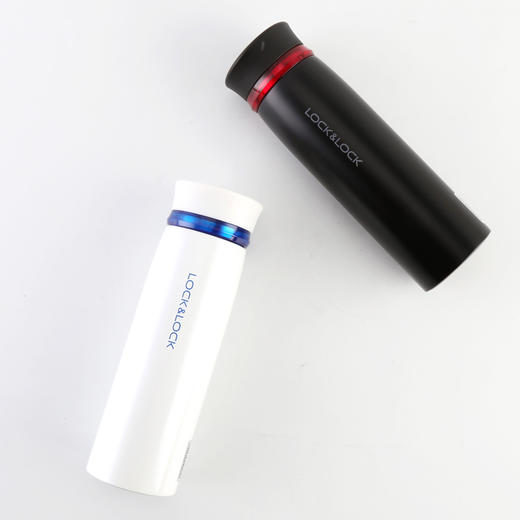 乐扣乐扣(LOCK&LOCK) 保温杯轻量杯  不锈钢水杯 菲特旋盖情侣杯两件套白蓝+黑红 450ml*2 LHC4131S601 商品图1