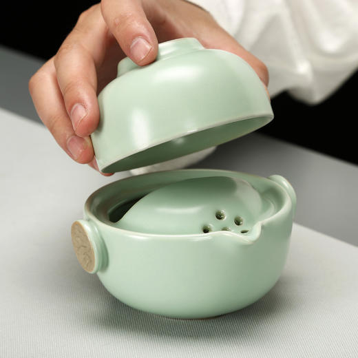 金镶玉 茶具茶壶茶杯 功夫旅行茶具套装泡茶壶 快客杯飘逸杯盖碗汝窑 祥龙快客杯 商品图2