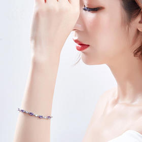 XDR-YB0175新款韩版时尚森系紫水晶锆石纯银手链