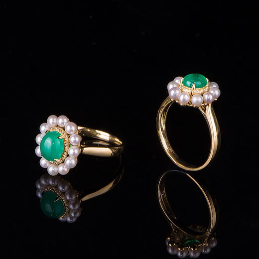 18k金 弧面祖母绿珍珠 复古仙女 米珠颈链 商品图8