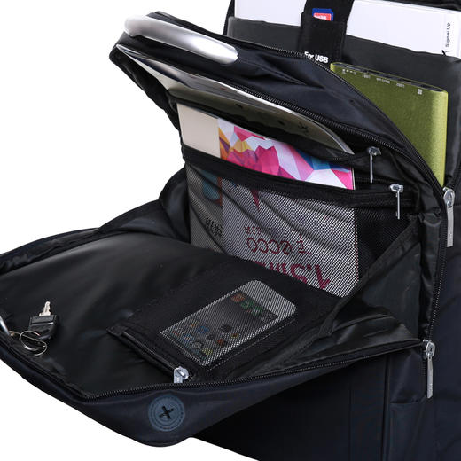 法国乐上(LEXON)电脑包男士双肩包14/15.6英寸双隔层防水简约出差商务通勤休闲背包 蓝黑色 商品图6