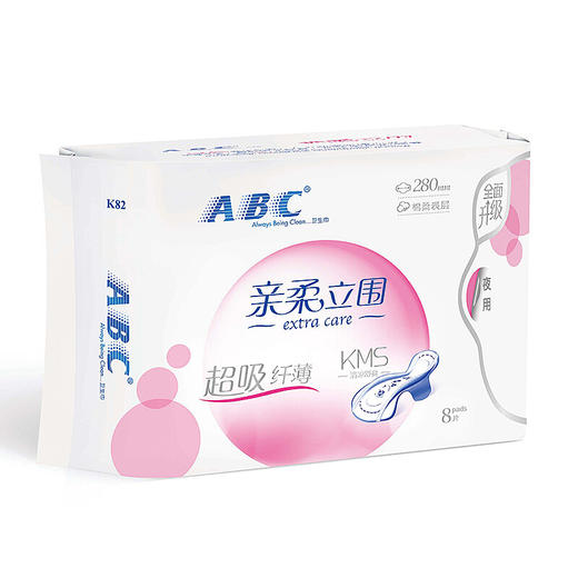 ABC 亲柔立围 纤薄夜用卫生巾280mm*8片（KMS配方） 商品图2