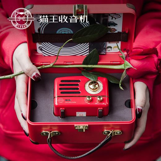 猫王收音机 小王子OTR 无线便携蓝牙音箱迷你小音响可爱复古音响家用低音炮创意礼品收音机 嬉皮红 商品图1