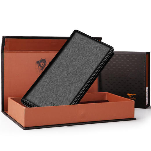 七匹狼男士钱包 头层牛皮多功能包男士时尚潮流两折长款商务钱包3A1310390-27黑色 商品图0