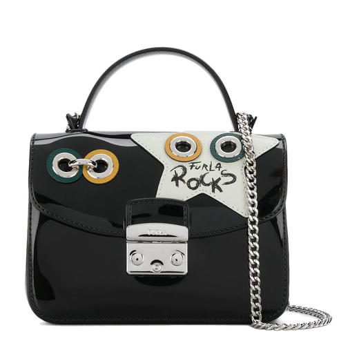 【香港直邮】QH Furla 芙拉 女黑色PVC单肩包斜挎包 978655 商品图0