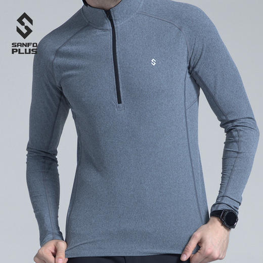 SANFO PLUS  男款五十度灰长袖拉链套头衫 跑步长袖  SUM19072 商品图4