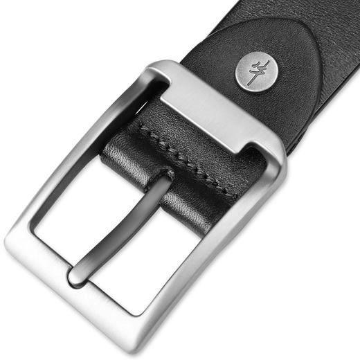 牛当家真皮 皮带男针扣腰带男牛皮休闲头层牛皮裤带男短款1101 雅致黑 105-110 商品图2