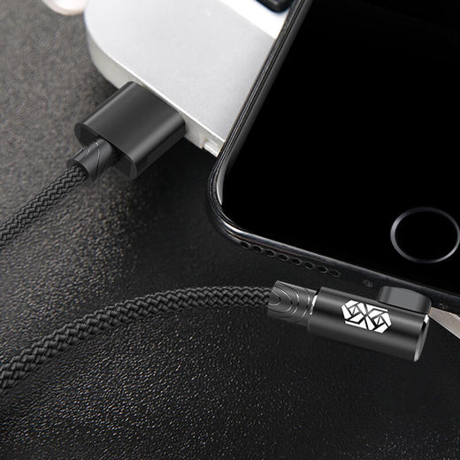 倍思（Baseus）苹果数据线弯头快充王者手机游戏L型苹果充电线USB线适用于iPhoneX/10/8/6s/7Plus 2米 黑色 商品图6