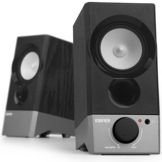 【会员价：88.32】漫步者（EDIFIER）R19U 木质纯音2.0迷你桌面音响 电脑音箱 黑色 商品图0