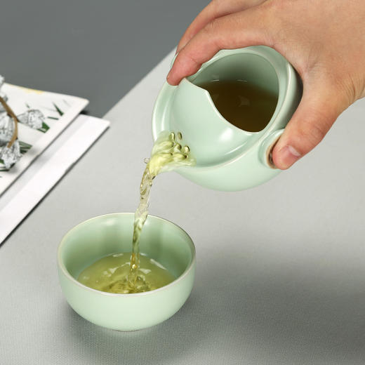 金镶玉 茶具茶壶茶杯 功夫旅行茶具套装泡茶壶 快客杯飘逸杯盖碗汝窑 祥龙快客杯 商品图1