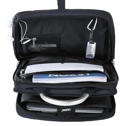 法国乐上(LEXON)电脑包男士双肩包14/15.6英寸双隔层防水简约出差商务通勤休闲背包 蓝黑色 商品图5