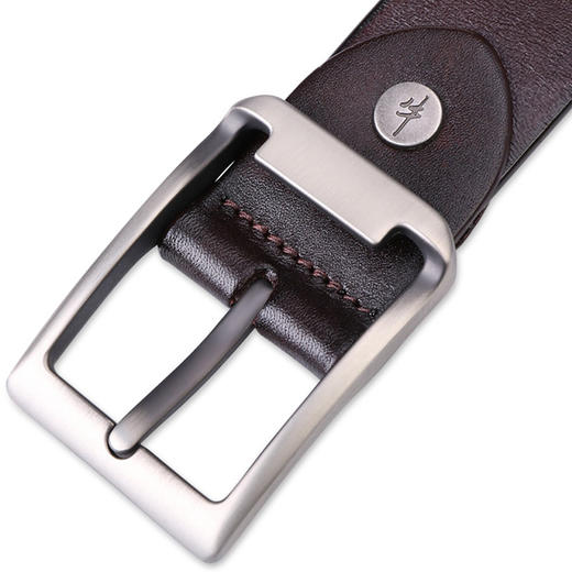 牛当家真皮针扣腰带男皮带男牛皮休闲头层牛皮裤带男牛皮短款1101 深咖色 105-110 商品图3