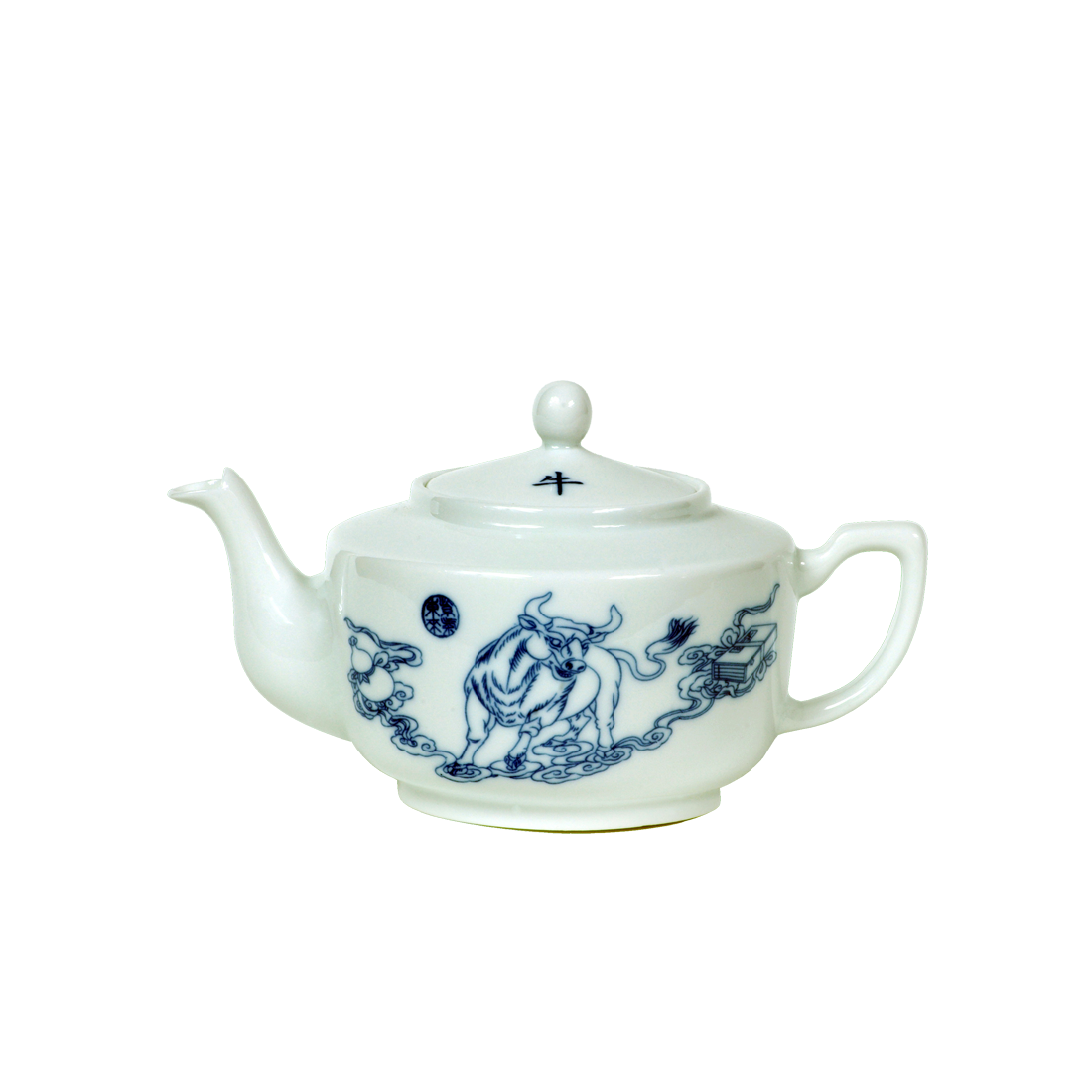 生肖青花瓷壶-牛