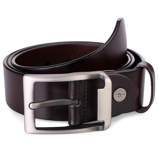 牛当家真皮针扣腰带男皮带男牛皮休闲头层牛皮裤带男牛皮短款1101 深咖色 105-110 商品图2