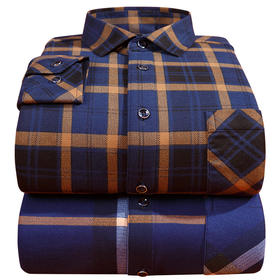 YL-9696秋冬新款格子保暖衬衫长袖加绒加厚带绒休闲中年衬衣