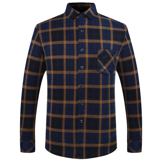 YL-9696秋冬新款格子保暖衬衫长袖加绒加厚带绒休闲中年衬衣 商品图3