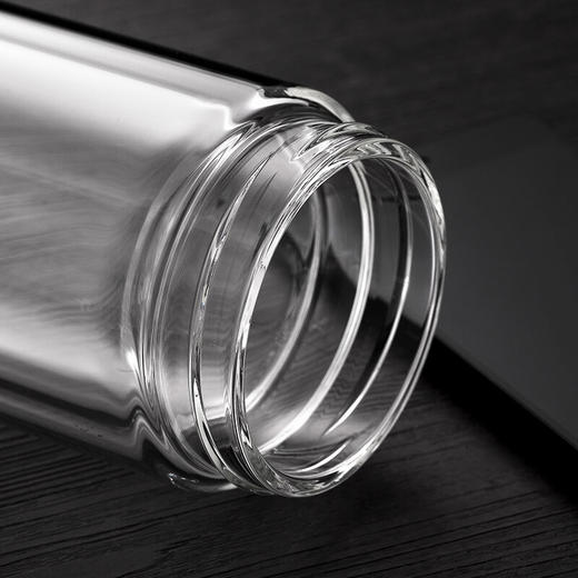 富光 双层耐热杯子茶隔款玻璃杯 泡茶办公水杯 男女便携玻璃茶杯带把 玻璃杯套装 320ML+320ML 黑色(2只装) 商品图3