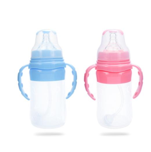 【婴儿用品】*创意宝宝直身宽口硅胶奶瓶 220ml手柄奶嘴瓶母婴 商品图4